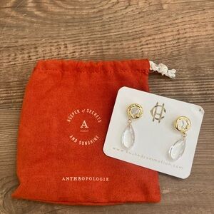 Anthropologie BHL Gold and Crystal Drop Earrings